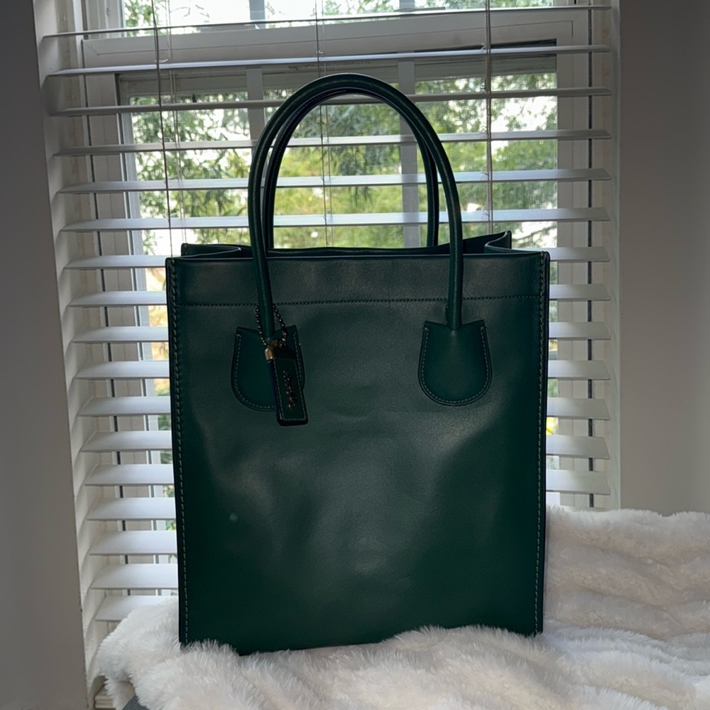 COACH CASHIN 29 Elegant Green Leather Tote Bag INCLUDES DETACHABLE STRAP